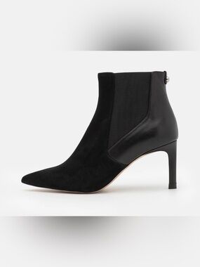 Boss Black Suede and Leather Pointed Chelsea Ankle Boot Size 6.5